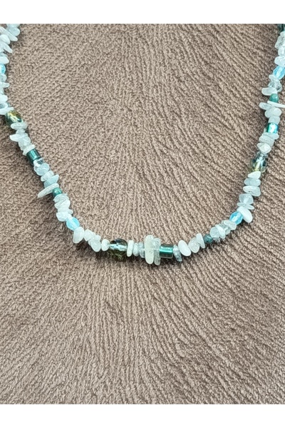 Generic Brand Aqua clarity - choker necklace with Czech beads and natural aqu...