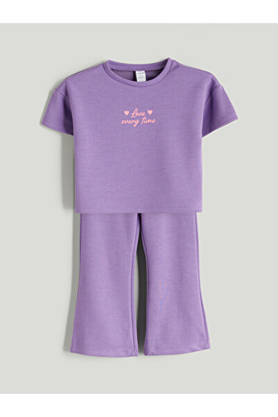 LC Waikiki Zero Roba Collar Printed Girl's T-Shirt and Pants 2-Piece Set for ...