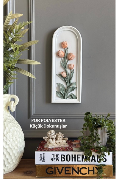 FOR POLYESTER Küçük Dokunuşlar Dekoratif Flowers Duvar Aksesuarı Beyaz-Somon ...