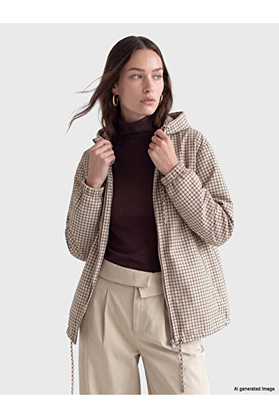 LC Waikiki Timeless Clothing & Timeless Choices Women's Hooded Checkered Embr...