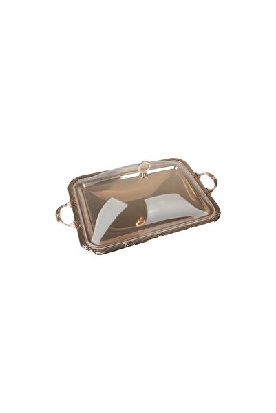 SOLETER Fobi Cake Tray with Lid Gold Medium - Rectangular Serving Tray with C...