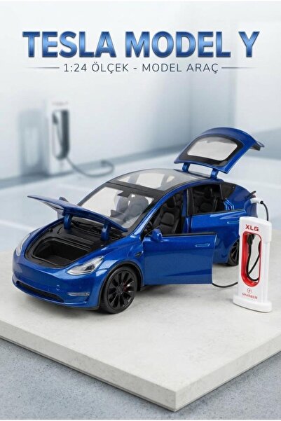 Tıfıl Toys Tesla Model Y Model Şarj İstasyonlu Araç 1:24 Ölçek 6 Kapı Açılır ...