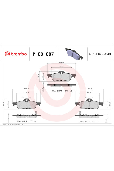 Brembo Plăcuțe frână, spate, Toyota YARIS (_P13_)