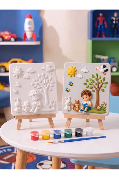 Tabdiko 15x15 Çiçekli Ağaç Altında Çocuk Taş Boyama Seti – Çocuk ve Yetişkin ...