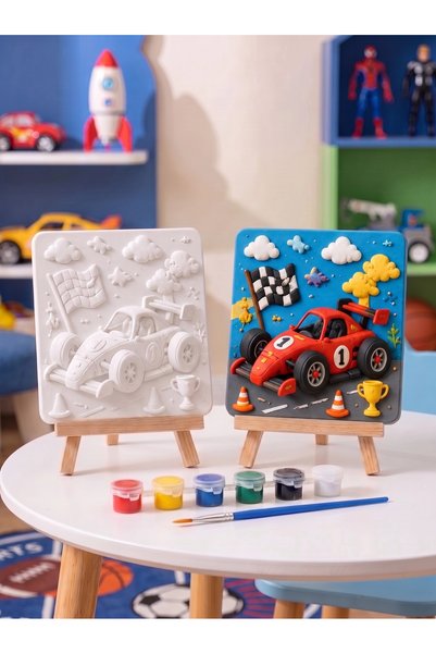 Tabdiko 15x15 Yarış Arabası Taş Boyama Seti – Çocuk ve Yetişkin Hobi Kiti