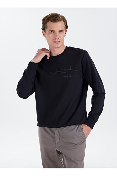 ALTINYILDIZ CLASSICS Navy Blue Men's Crew Neck Sweatshirt Ace052271076
