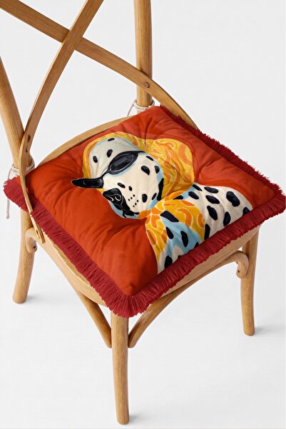 IdeCraft Sunny Dalmatian Fularlı Dalmaçyalı Köpek Desenli Saçaklı Pofuduk San...