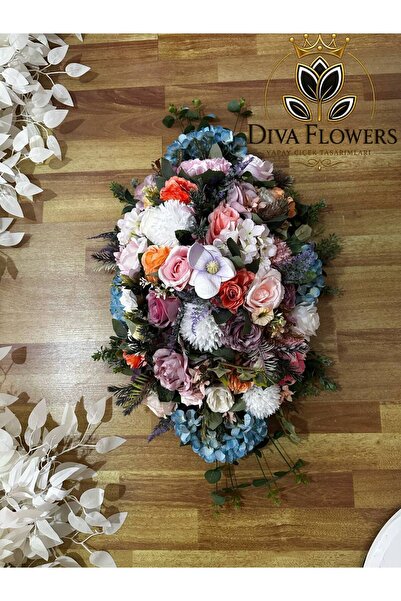 DİVA FLOWERS Büyük Boy Oval Yapay Masa Çiçeği Aranjmanı – 70 cm Lüx Nişan & D...