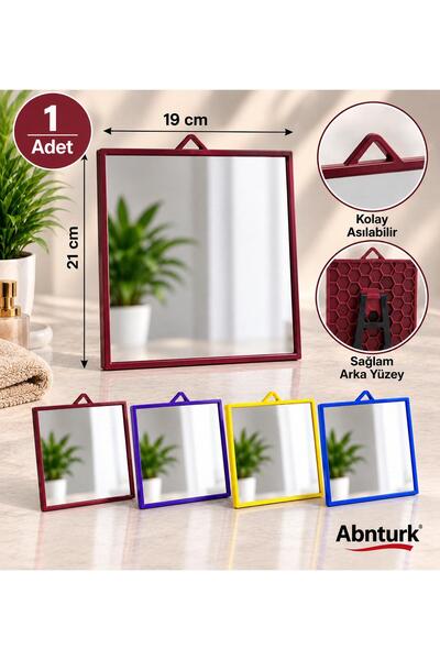 abnturk 21x19cm Lüx Masa ve Duvar Aynası-Plastik Çerçeveli Kaliteli Lavabo Ba...