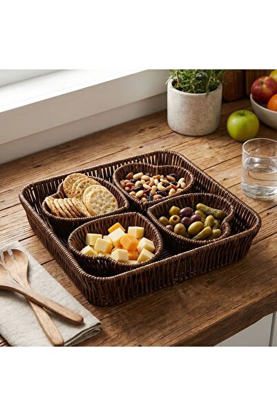 plentiful ®   5 Pieces, 4 Heart-Shaped Plastic Rattan Presentation and Breakf...
