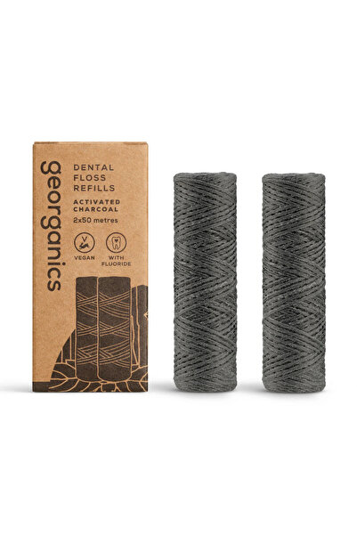 Georganics Ață dentară cu cărbune activ și fluor, rezervă (2x50m)