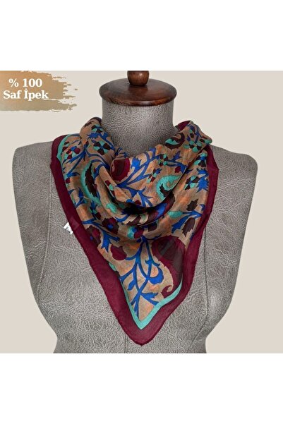 Pure Silk Atelier %100 Saf İpek Damla Desen Mini Fular - Bandana (50x50 cm)