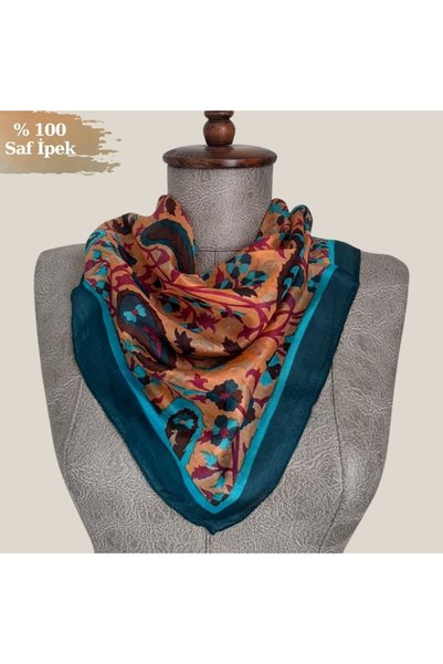 Pure Silk Atelier %100 Saf İpek Damla Desen Mini Fular - Bandana (50x50 cm)