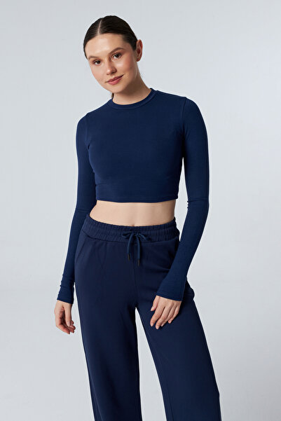 veres Muse Uzun Kollu Pamuklu Crop Bluz