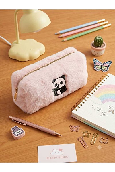 SEYFİKİRTASİYE Plush Pencil Case Pen Holder Pen Bag 6X10X19 cm Medium Size Pi...