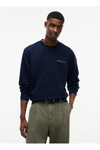 Tommy Jeans Lacivert Erkek Sweatshirt DM0DM20249C1G TJM REG LINEAR CREW