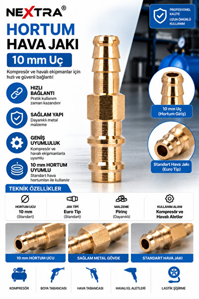 NEXTRA 10 mm Hortum Hava Jakı Kompresör Ucu Hava Valfi Yedek Hortum Ucu Hızlı...