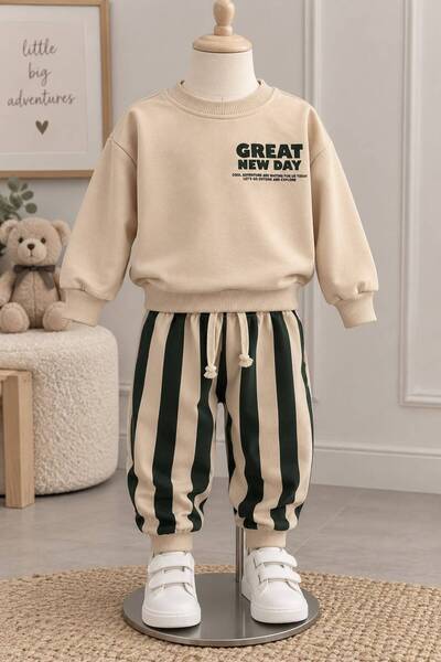 AduraKids Çizgili Eşofman ve Sweatshirt 2'li Takım