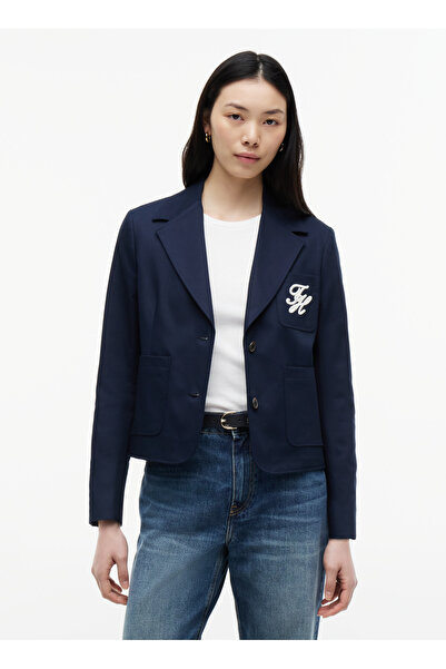 Tommy Hilfiger Lacivert Kadın Nakışlı Blazer WW0WW50146C1G