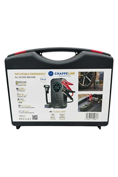 CHAPPELINE Pw14 Portable Car Jump Starter 8000Mah Power Bank with Air Compres...