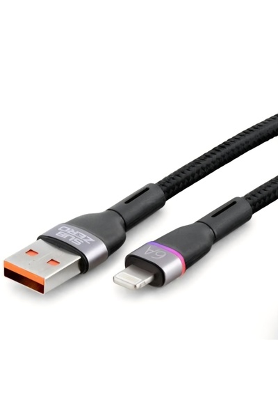 RGB Ledli 6A Hızlı Şarj Ve Veri Kablosu – USB-A to Lightning (iPhone Uyumlu) Örgülü Dayanıklı Kablo