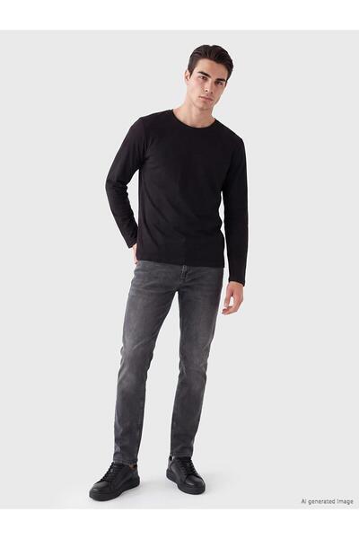 LC Waikiki Crew Neck Long Sleeve Combed Cotton Men's T-Shirt (W6)
