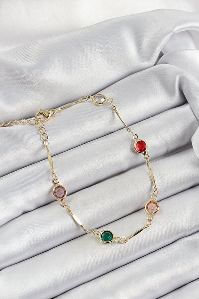 Lovesta Home Brass Assorti Model Gold Color Zircon Stone Women's Bracelet Tj-...