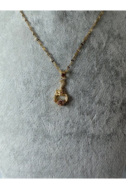 divakse Çelik kolye akrep zirkon taşlı model gold