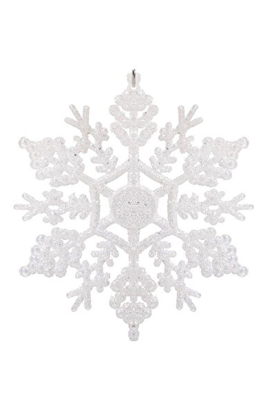Mandalin , Decoratiune brad fulg de zapada, 13cm, alb cu sclipici