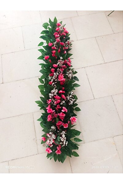 ERHAN FLOWERS Yapay Dekoratif Çiçekli Sarmaşık Pembe Beyaz Çiçekli Duvar Bahç...