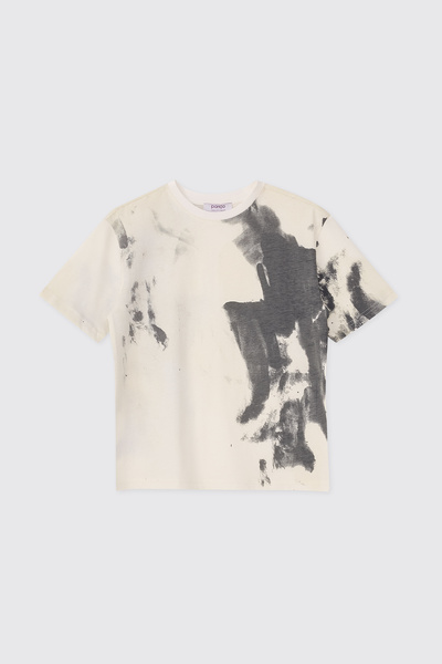Panço Boy's Crew Neck Pocketed Ecru T-Shirt