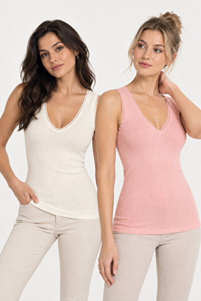 Loule Women's 2-Piece Viscose Report V-Neck Wide Strap Athlete Set Flexible D...