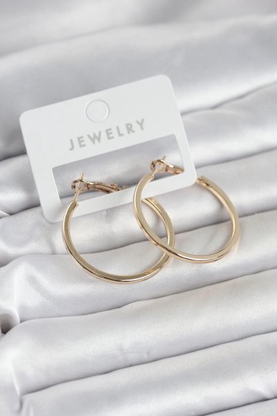 Lovesta Home Gold Color Brass Cornered Edge Hoop 32 mm Women's Earrings Tj-Bk...