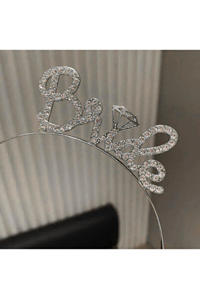 Lovesta Home Silver Colored Stone "Bride" Bridal Tiara – with Handwritten Font