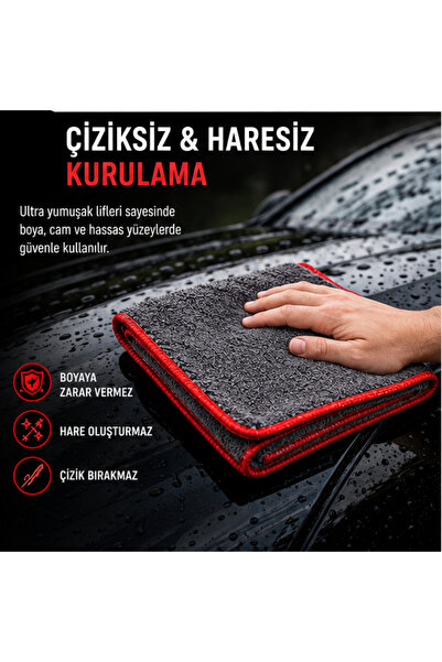 Vizyon Park Mikrofiber Rus Bezi - Ultra Kalın Süper Emici Araç Kurulama Havlusu - Araba Temizlik Yıkama ve Oto Kurulama Havlusu - 440 GSM | 50x70 Cm