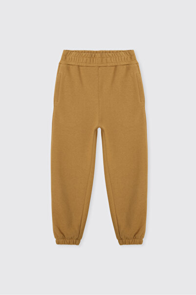 Panço Boys' Soft Textured Mustard Sweatpants with Elastic Waistband
