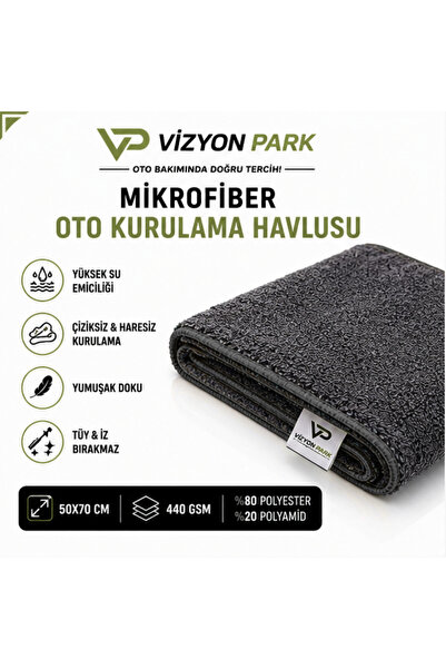 Vizyon Park Mikrofiber Tank Bezi - Süper Emici Araç Kurulama Havlusu - Araba Temizlik Yıkama ve Oto Kurulama Havlusu | 50x70 Cm