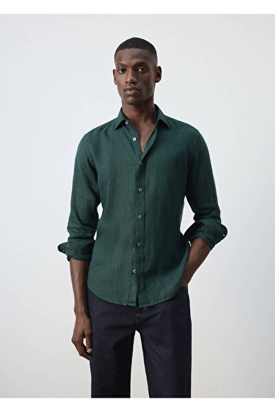 MANGO Man %100 keten regular fit gömlek