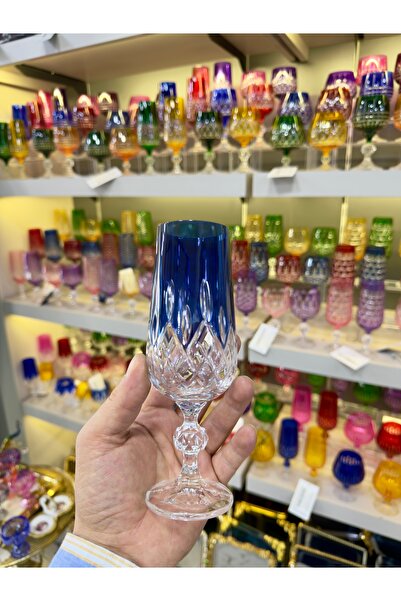 Vakıf home Bohemia Kristal Tekli El İşi Kahve Yanı Su Bardağı Renkli 180 ml 1...