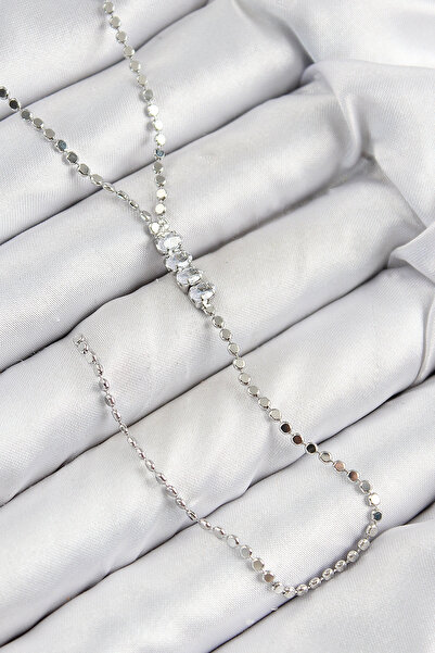 Lovesta Home Brass Zircon Stone Crushed Chain Model Silver Color Y Necklace T...