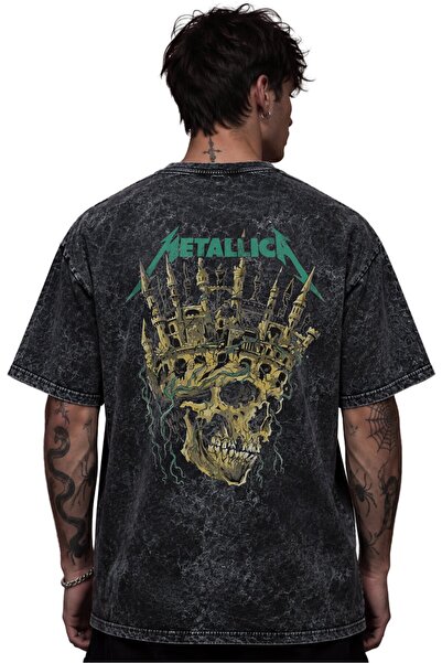 SEVBANO Metallica Rock Metal Music Band Printed Unisex Oversize Vintage Washe...