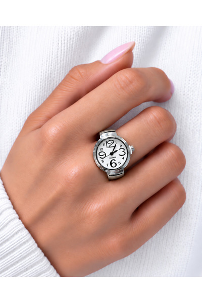 PW POLO WHITE ساعة يد على شكل إصبع، ساعة على شكل خاتم