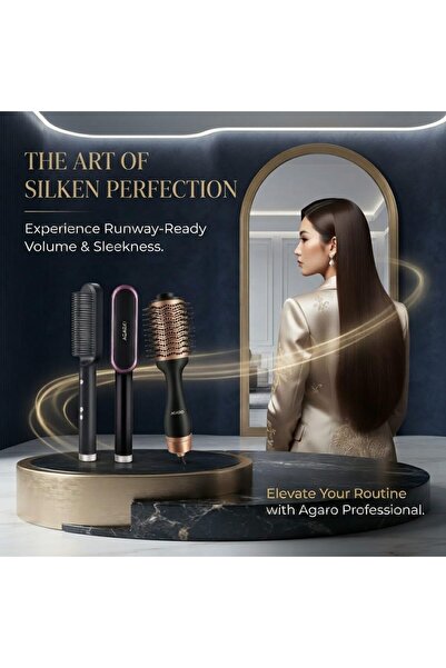 Generic Professional Hair Straightening Brush and Hot Air Brush Set from Agar...