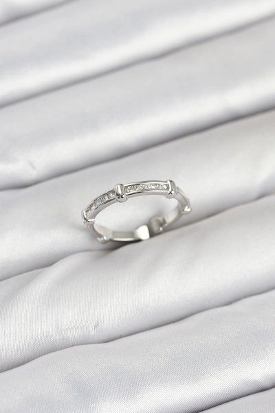 Lovesta Home Brass Silver Color Bone Model Zircon Stone Women's Ring Tj-Byk3889