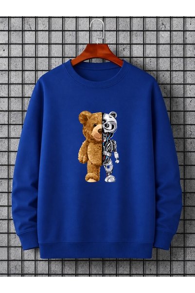 orwen life est. 2022 Unisex Şardonlu Winter Sweatshirt Teddy Bear Robot Print...