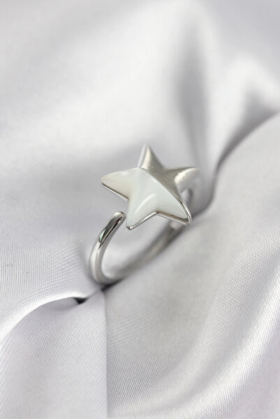 Lovesta Home Silver Color Pearlescent Star Model Women's Ring Tj-Byk3939