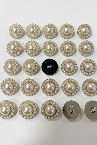 hobi dünyası evim 4 Adet Lüks İthal Karma İncili Düğme İnci Detaylı 18 mm Cek...