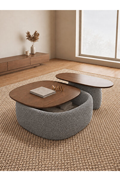 zyhomefurniture اسم المنتج: طقم طاولات وسط نولا بتفاصيل بوكليه – قطعتان