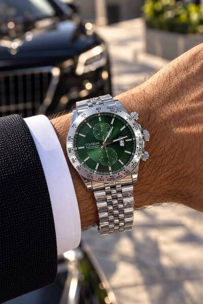 COLİESUM New Season Silver Color Dial Green Men's Wristwatch