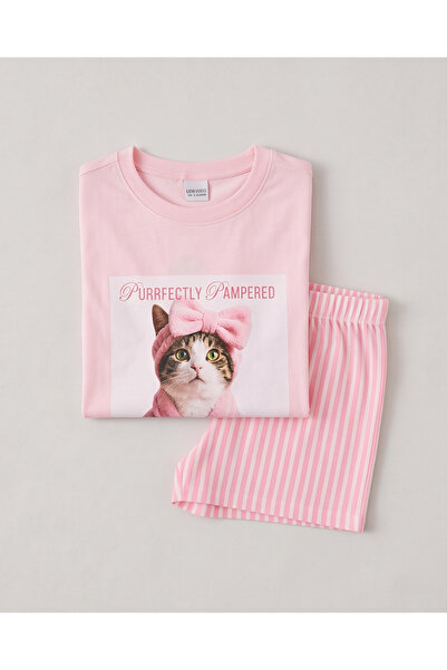 LCW STEPS Kids' Printed Girls' Shorts Pajama Set